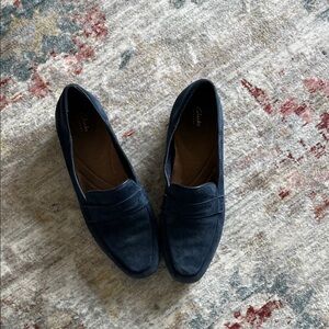 Clarks Women’s Dark Blue Suede Loafers